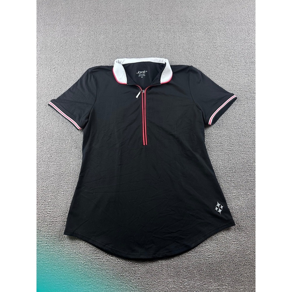 Jofit Polo Shirt Women XS Black Semi-Fitted Half Zip Collared Golf Tennis Sporty